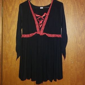 Black long sleeve corset tie shirt